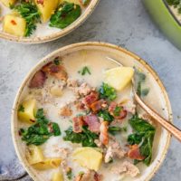 Dairy-Free Paleo Zuppa Toscana made on the stove top, in the Instant Pot, or Slow Cooker. An easy healthy soup recipe | TheRoastedRoot.net