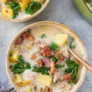 Dairy-Free Paleo Zuppa Toscana made on the stove top, in the Instant Pot, or Slow Cooker. An easy healthy soup recipe | TheRoastedRoot.net