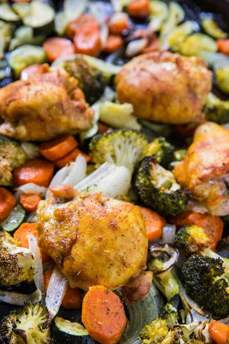Turmeric Chicken Sheet Pan Dinner - an easy low-carb dinner recipe ready in less than an hour