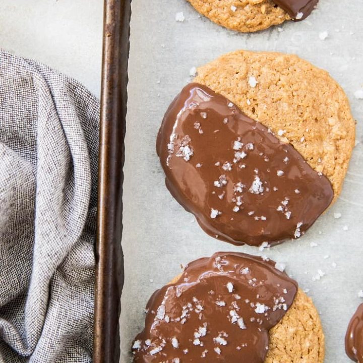 Chocolate-Dipped Flourless Peanut Butter Cookies