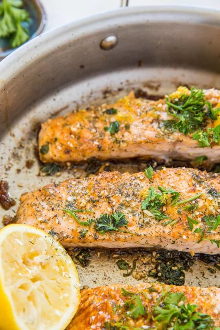 Garlic Lemon Herb Pan-Fried Salmon - The Roasted Root