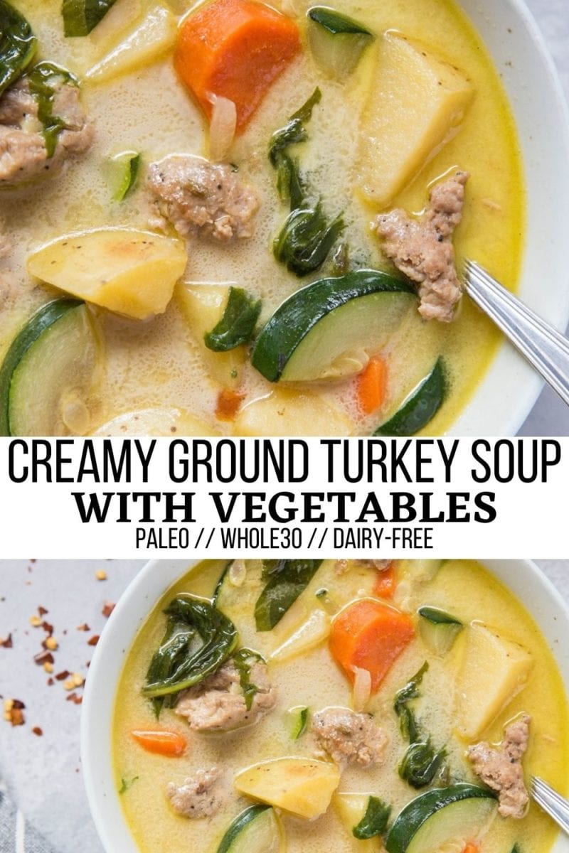 Hearty Ground Turkey Soup with Vegetables - an easy, comforting and healthy soup recipe that is paleo, whole30, dairy-free, and loaded with health benefits!
