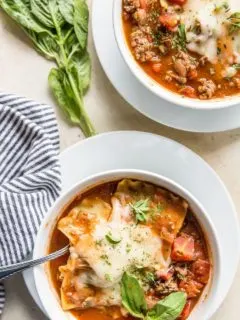 Instant Pot Lasagna Soup - a delicious mashup of classic lasagna and tomato soup! Quick and easy pressure cooker recipe | TheRoastedRoot.net