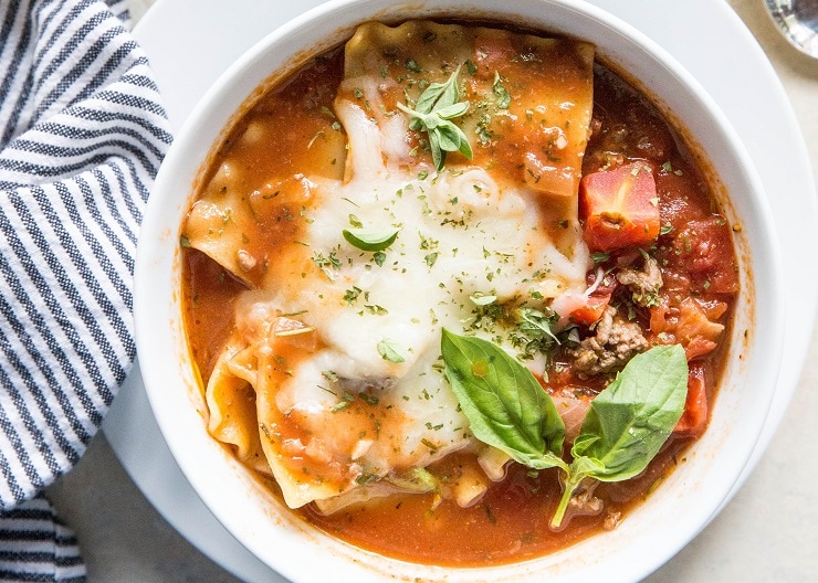 Lasagna Soup - Instant Pot or Stove Top instructions for a delicious combination of soup and lasagna