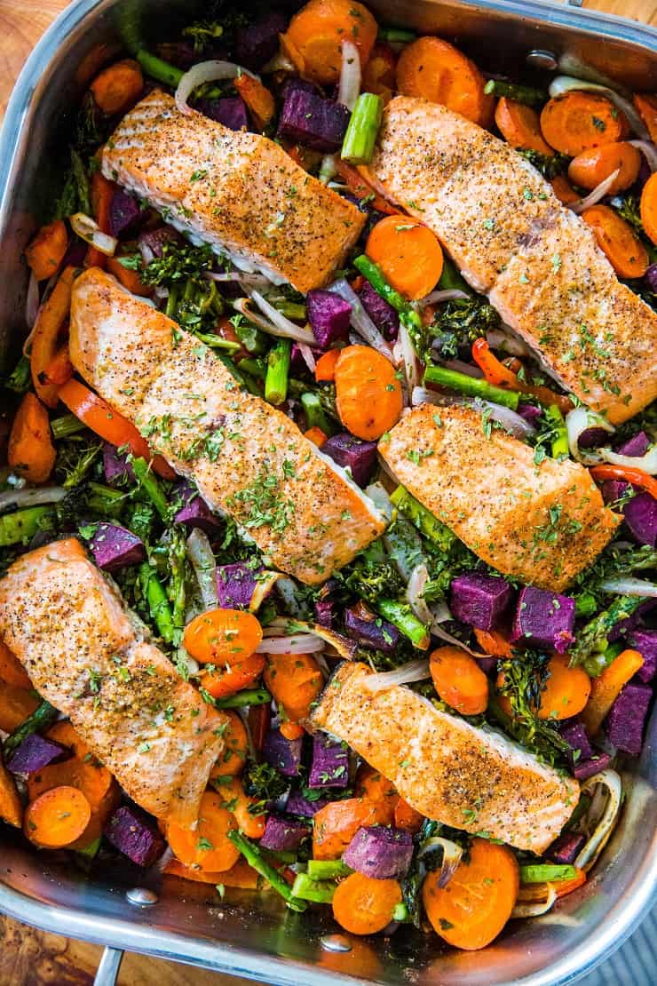One Pan Salmon And Vegetables The Roasted Root