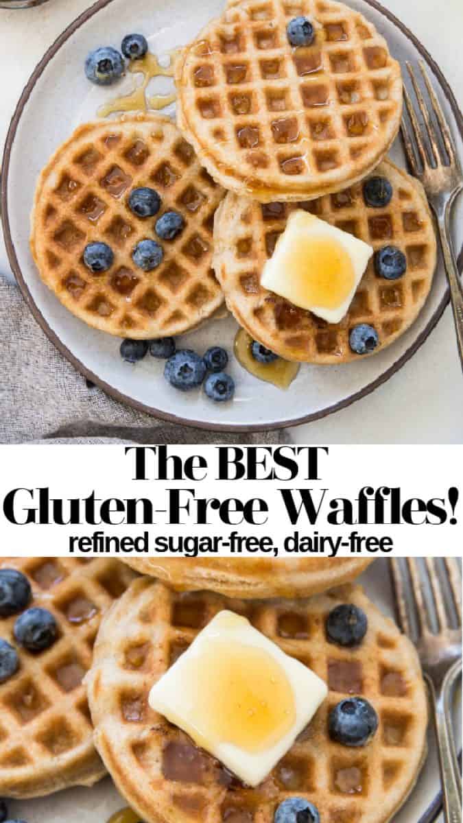 The BEST Gluten-Free Waffles made dairy-free and refined sugar-free - easy to make, perfectly crispy yet fluffy!