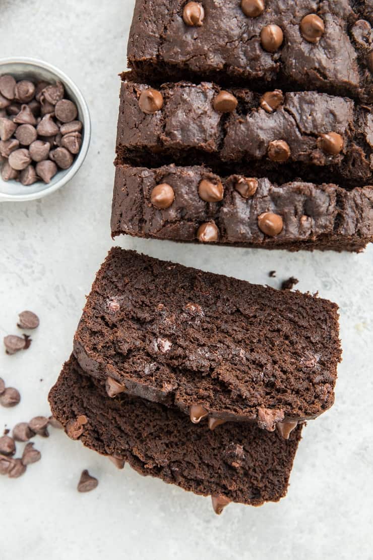 Double Chocolate Healthy Gluten-Free Banana Bread - amazingly moist, fluffy, and delicious! Refined sugar-free, rich, healthy breakfast or dessert