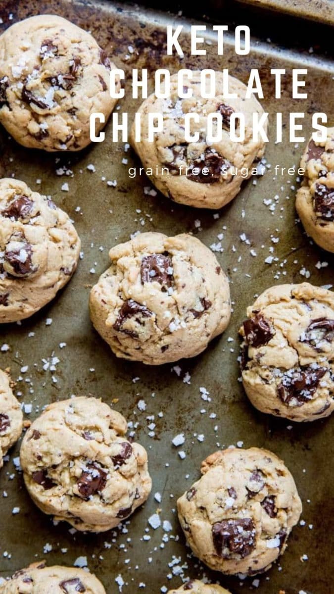 Keto Chocolate Chip Cookies - grain-free, sugar-free, low-carb cookie recipe