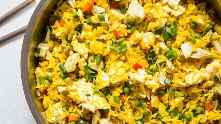 Turmeric Chicken Fried Rice - a vibrant, easy delicious gluten-free side dish
