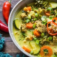 Bowl of immunity-boosting ground turkey soup