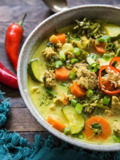 Bowl of immunity-boosting ground turkey soup