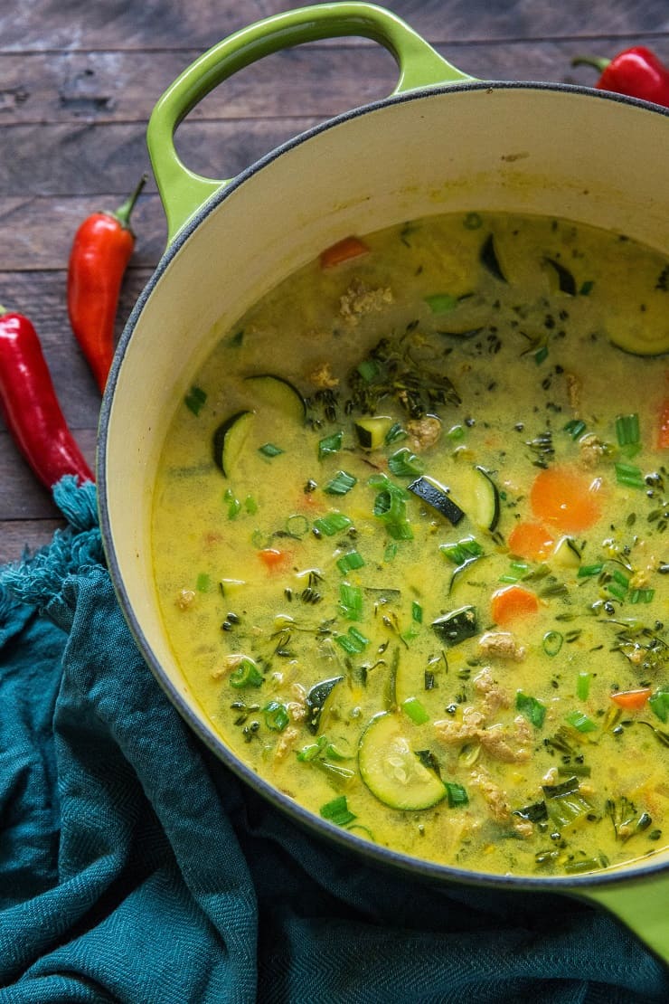 Immunity-Boosting Ground Turkey Soup with turmeric, ginger, and vegetables