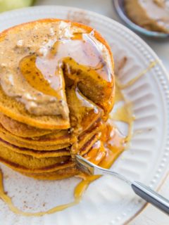 Gluten-Free Protein Pancakes made with sweet potato and rolled oats - an easy, delicious breakfast recipe