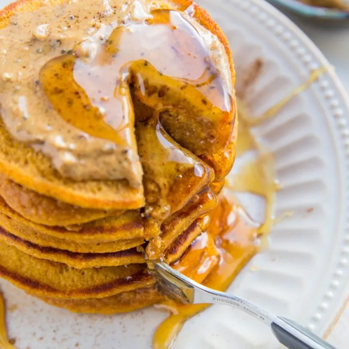 Gluten-Free Protein Pancakes made with sweet potato and rolled oats - an easy, delicious breakfast recipe