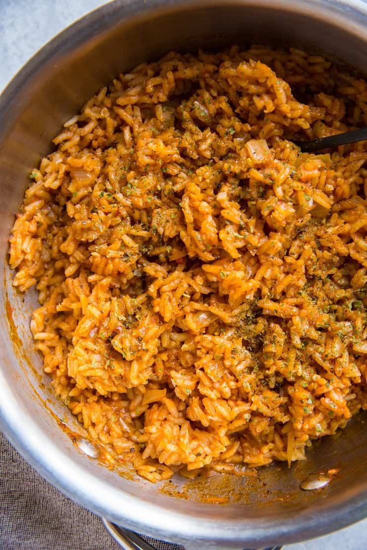 saucepan of spanish rice