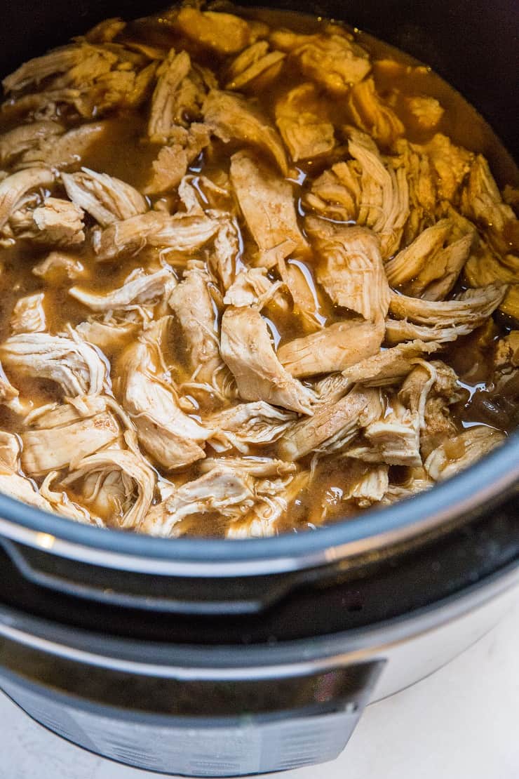 Instant Pot Shredded Chicken made with a few basic ingredients