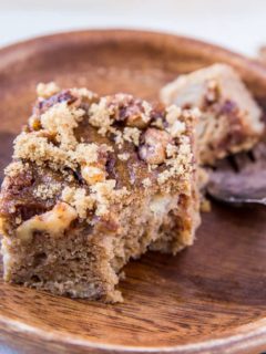 Paleo Banana Coffee Cake - a hybrid of banana bread and coffee cake! Grain-free coffee cake made with coconut flour and coconut sugar