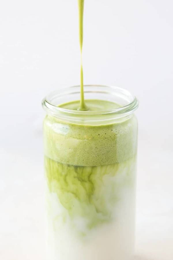 Whipped Matcha - a frothy take on matcha latte made with only a few ingredients. Vegan, paleo, dairy-free, refined sugar-free. A matcha version of Dalgona.