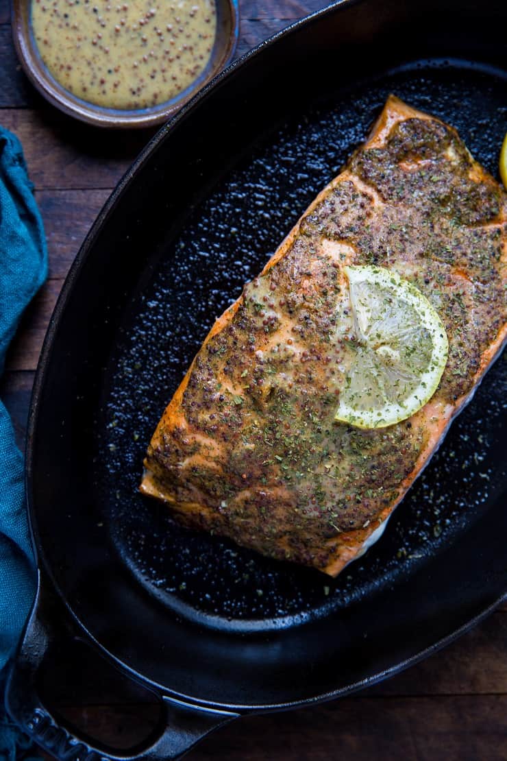 Mustard Baked salmon with lemon