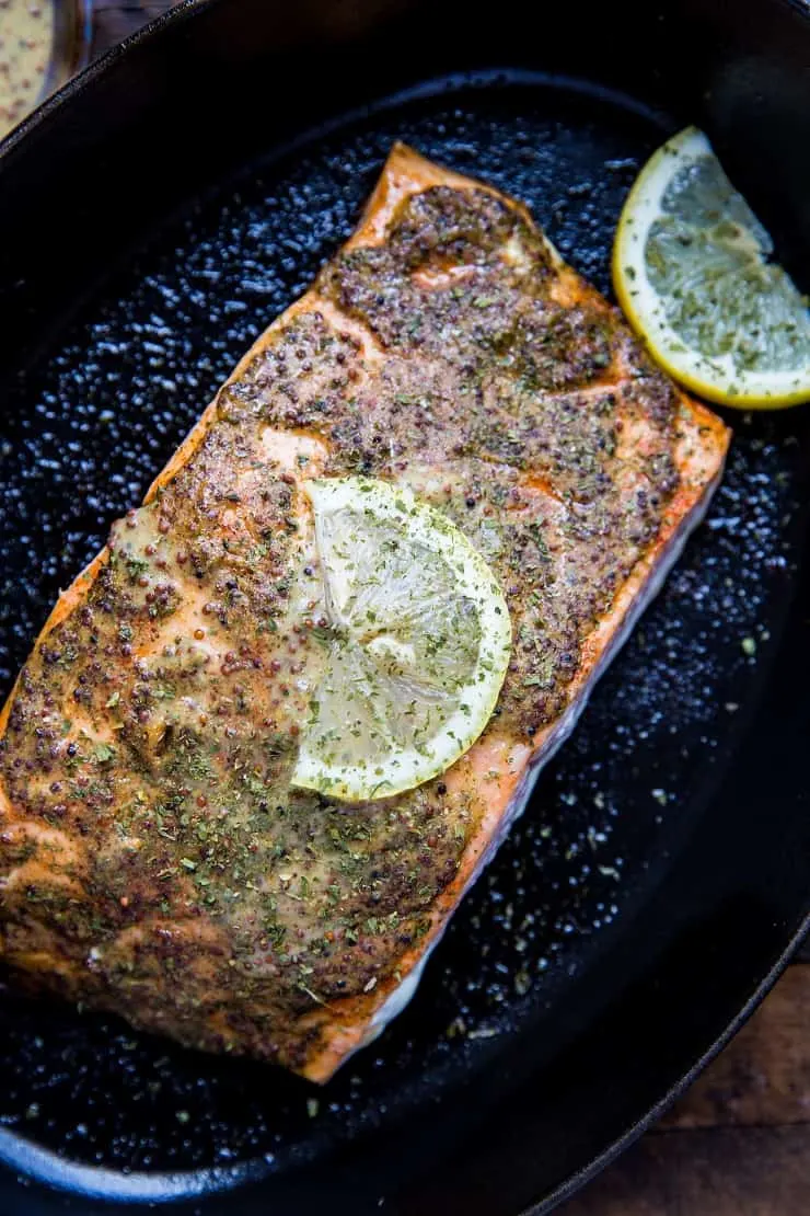 Mustard Baked salmon with lemon - only 4 ingredients and 30 minutes needed to make this recipe