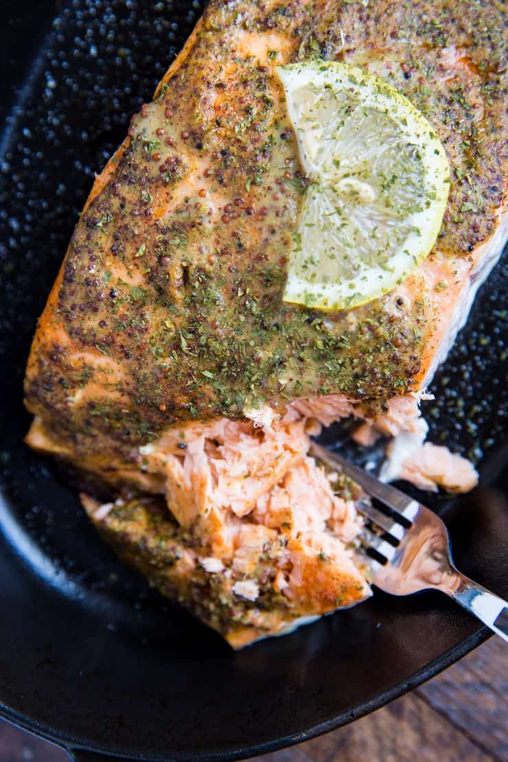 Mustard Baked salmon with lemon - only 4 ingredients and 30 minutes needed to make this recipe