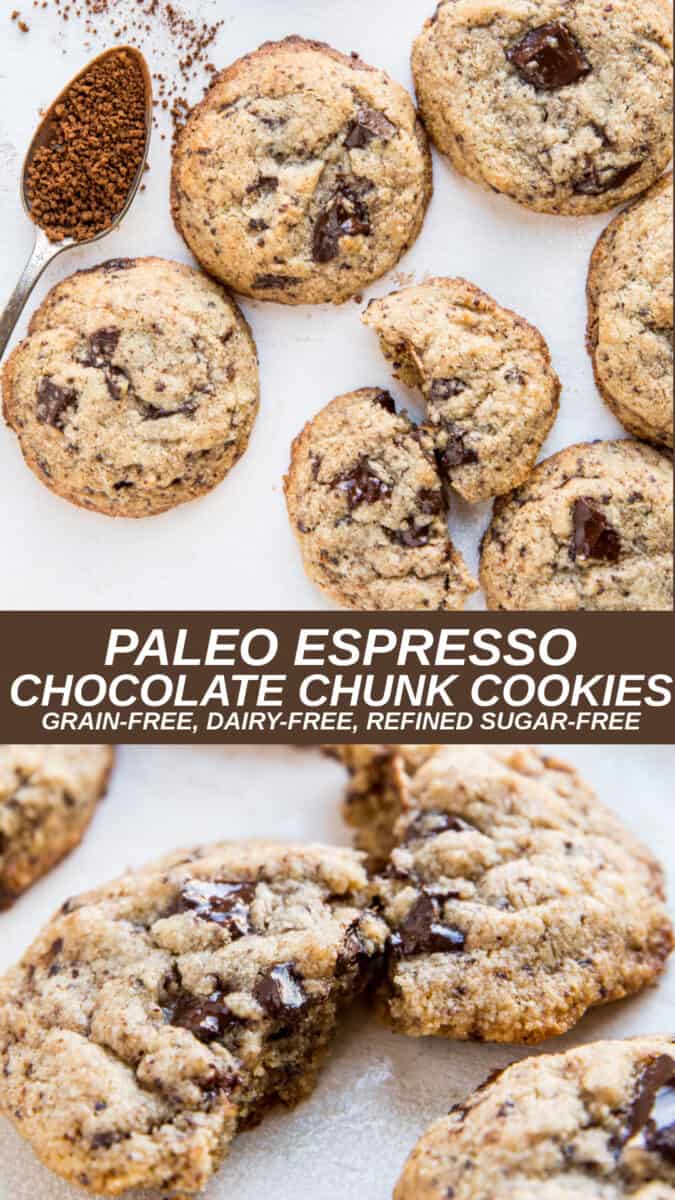 Paleo Espresso Chocolate Chunk Cookies - gluten-free, grain-free, dairy-free, refined sugar-free