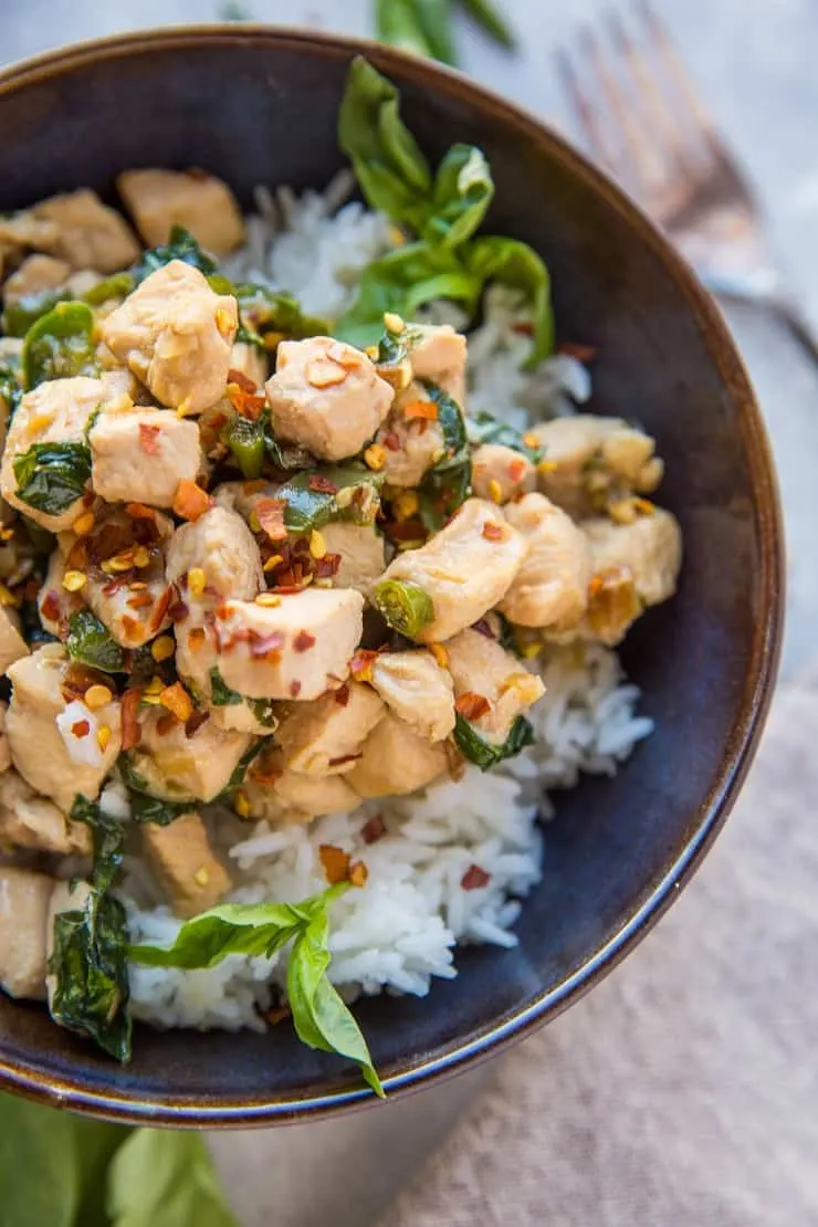 Easy Thai Basil Chicken made in 30 minutes or less