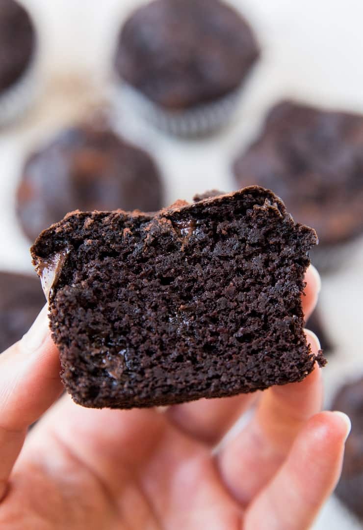 Paleo Avocado Chocolate Muffins made with coconut flour and coconut sugar - dairy-free, refined sugar-free, absolutely delicious!