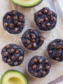 Avocado Chocolate Muffins (Paleo) - grain-free chocolate muffins made with coconut flour - refined sugar-free, dairy-free, easy to make, and fudgy!