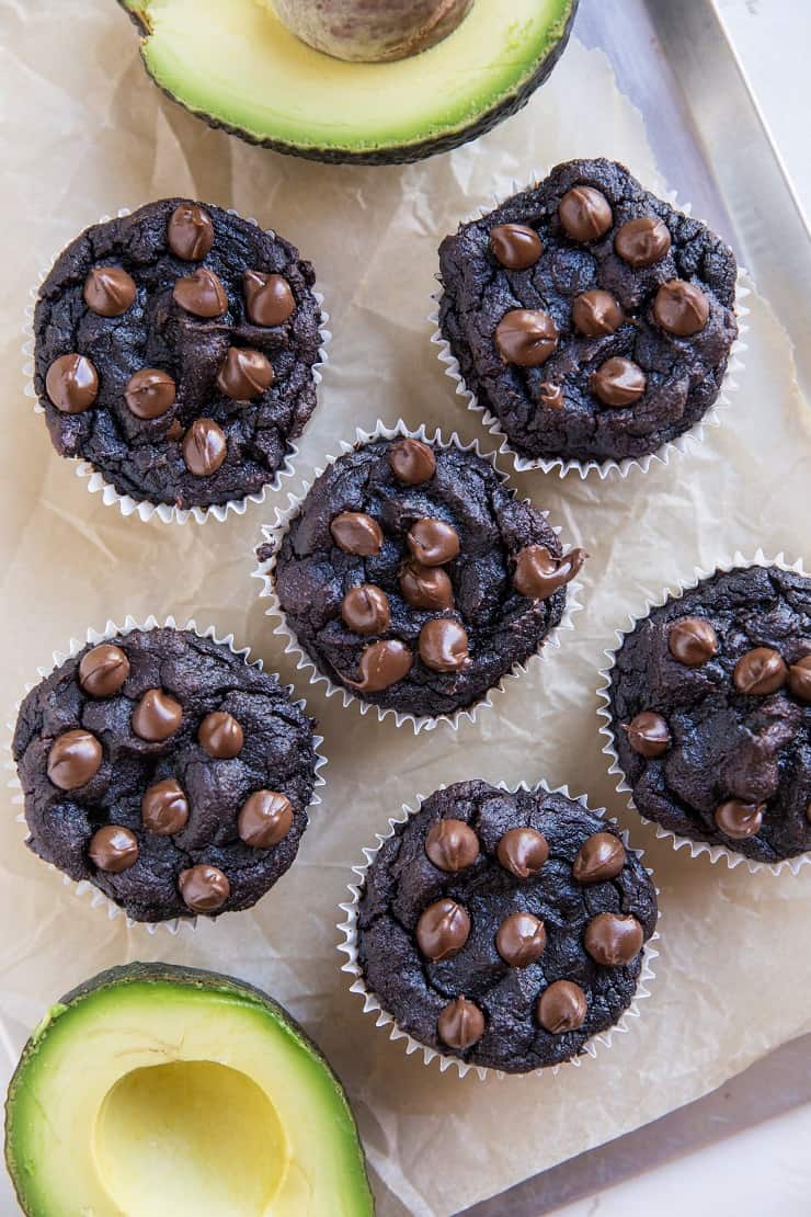 Avocado Chocolate Muffins (Paleo) - grain-free chocolate muffins made with coconut flour - refined sugar-free, dairy-free, easy to make, and fudgy!