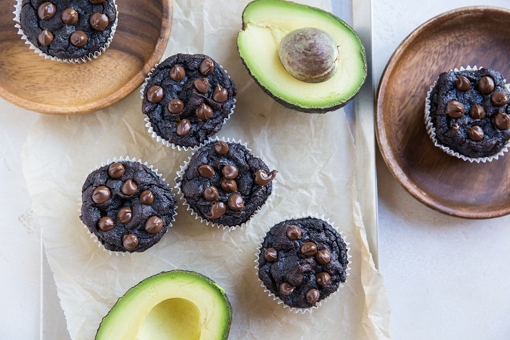 Gluten Free Paleo Avocado Brownies with coconut flour and coconut sugar - a healthier chocolate muffin recipe