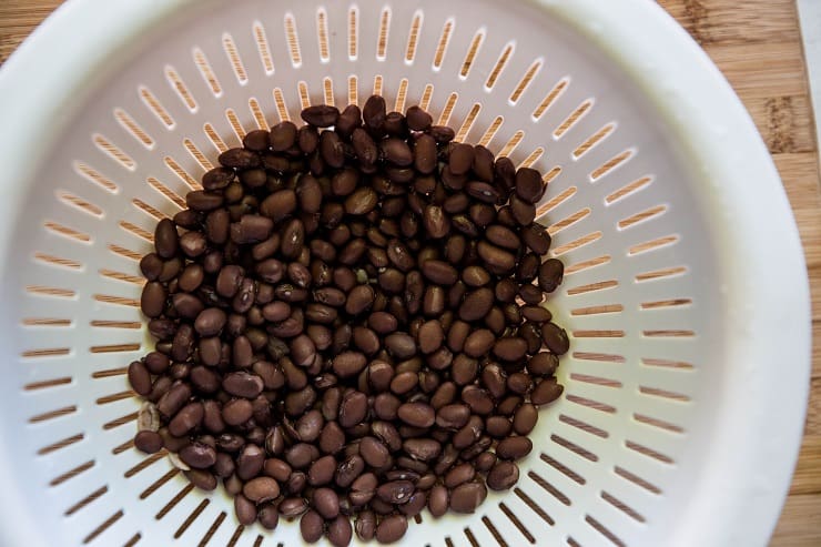 Black beans in a colander