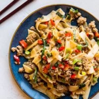 Drunken Noodles (Pad Kee Mao) with Ground Turkey - refined sugar-free