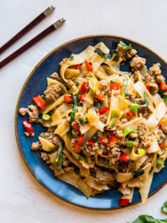 Drunken Noodles (Pad Kee Mao) with Ground Turkey - refined sugar-free