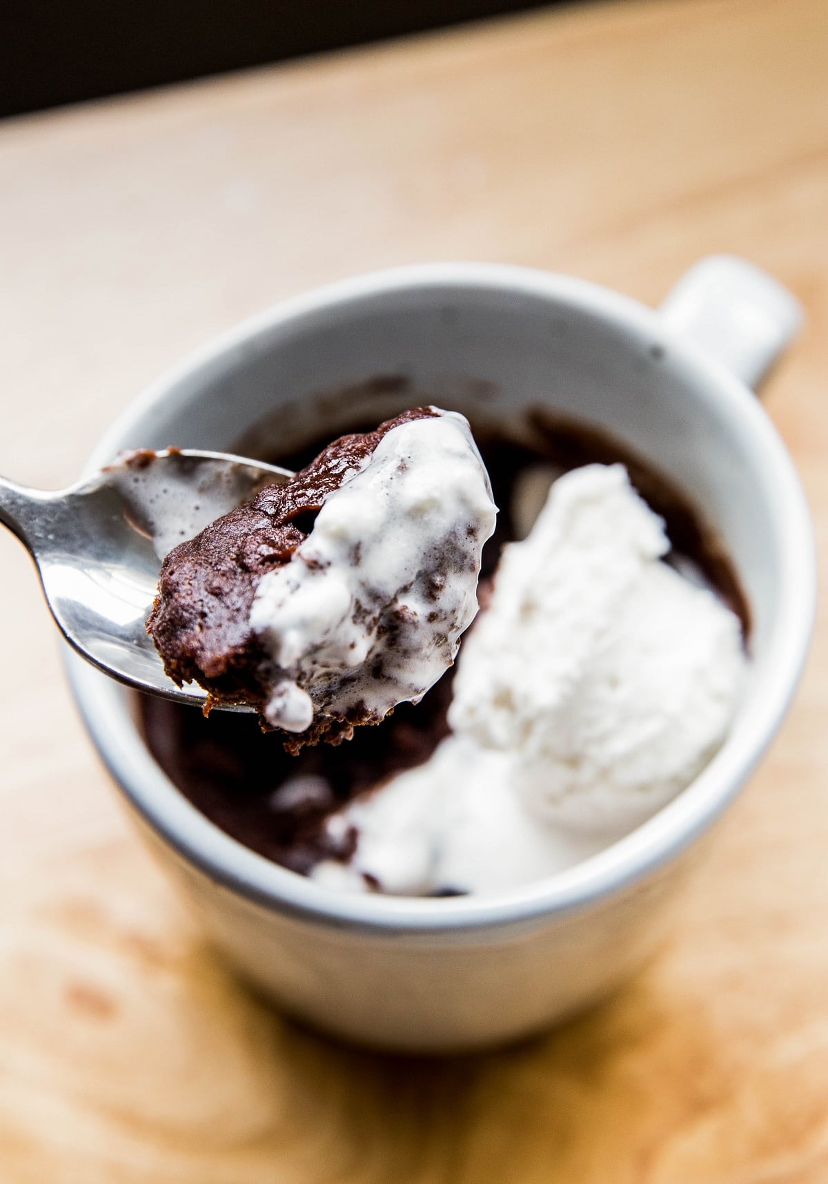 Mug Brownie - no eggs, dairy, baking soda, baking powder, or dairy.