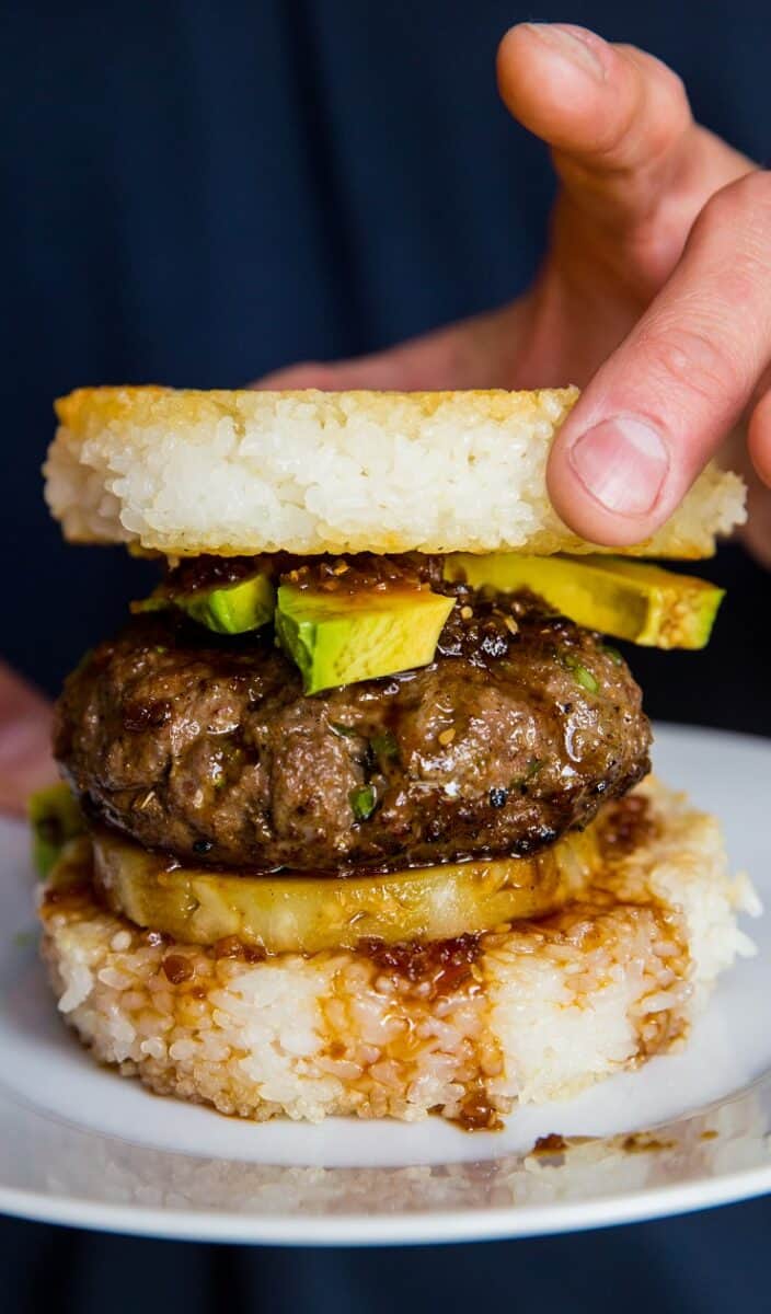 Teriyaki Burgers on Rice Buns