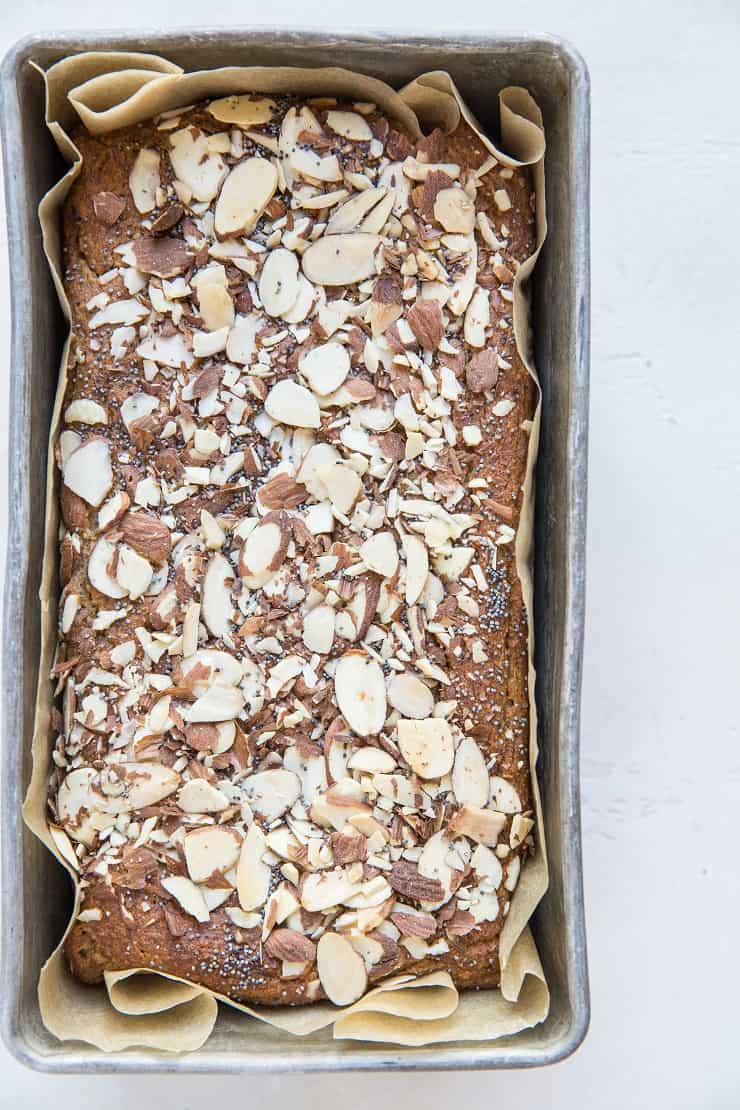 Grain-Free Paleo Poppy Seed Banana Bread - oil-free, dairy-free, no added sugar