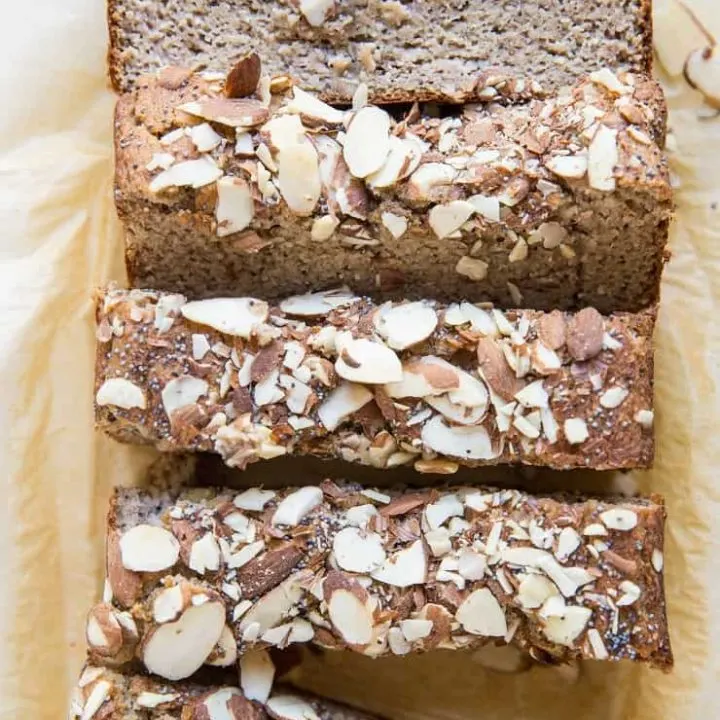 Grain-Free Paleo Poppy Seed Almond Banana Bread - oil-free, dairy-free, no added sugar