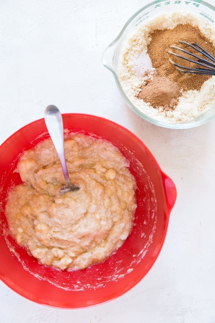 Add the coconut oil, vanilla extract and flax eggs and stir until well-combined.