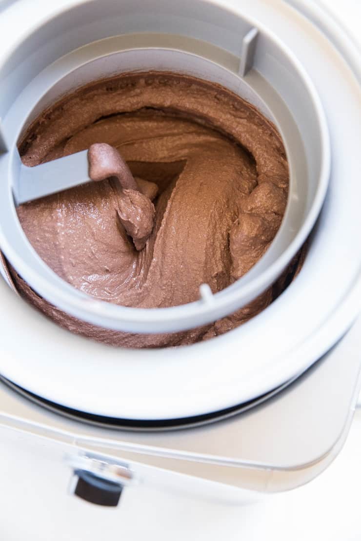 Chocolate Ice Cream in an ice cream maker