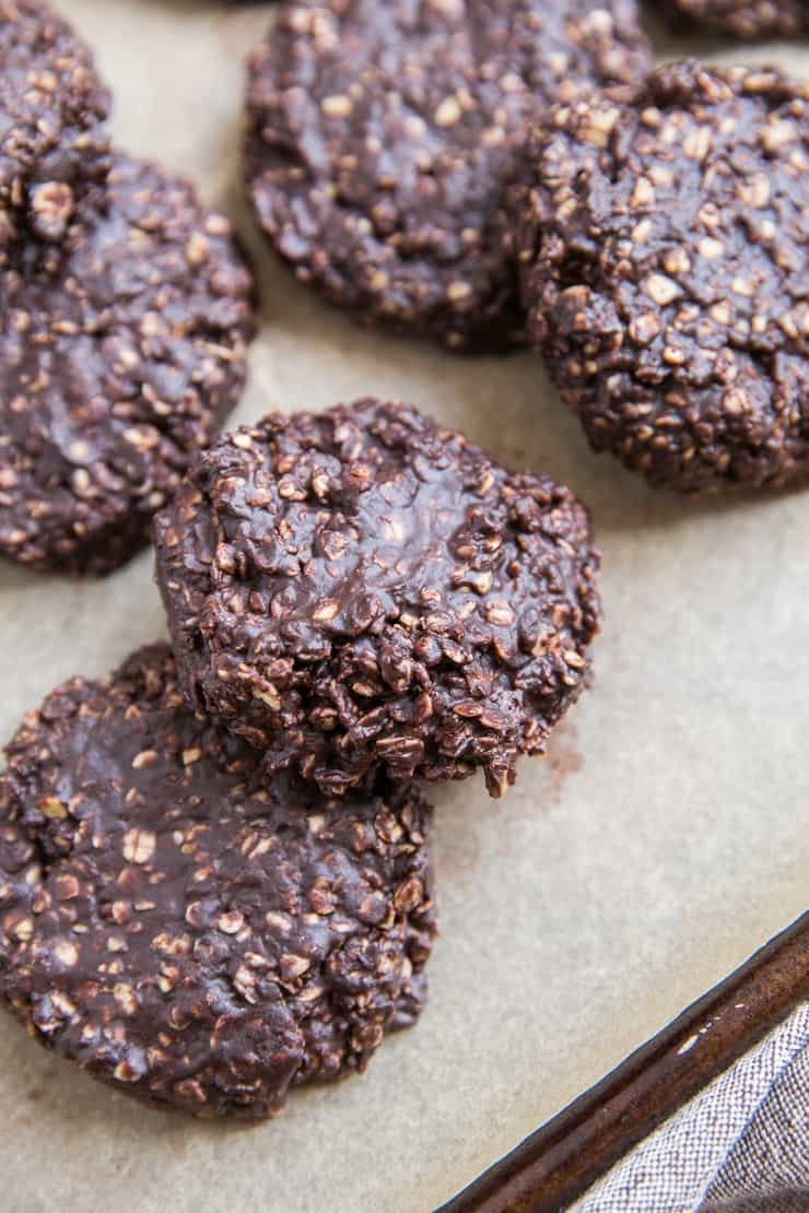 6-Ingredient No-Bake Cookies on a baking sheet