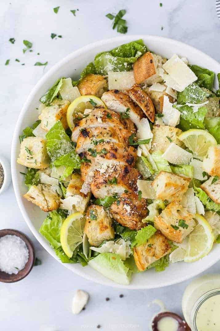 Grilled Chicken Caesar Salad with Homemade Croutons