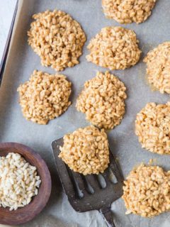 Crunchy 4-Ingredient No-Bake Peanut Butter Cookies - refined sugar-free, dairy-free and healthy!