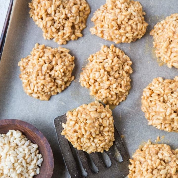 Crunchy 4-Ingredient No-Bake Peanut Butter Cookies - refined sugar-free, dairy-free and healthy!