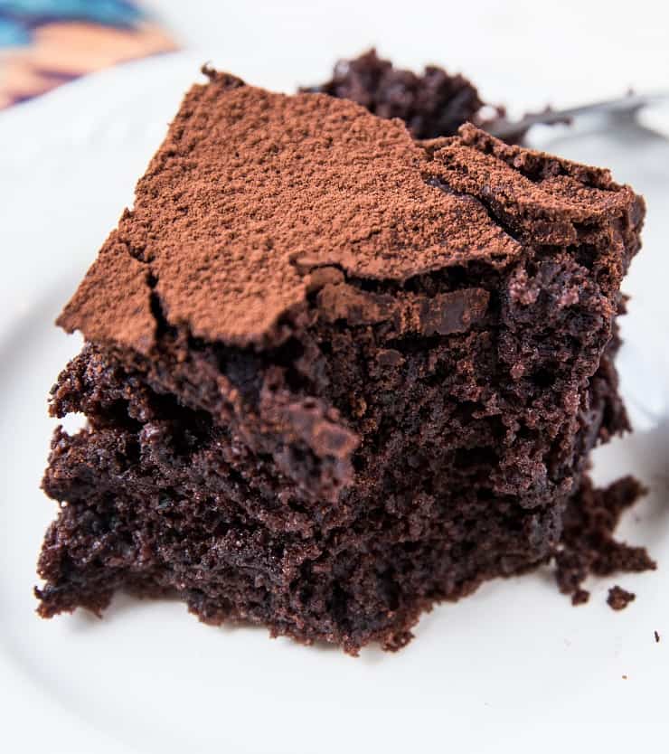 Moist, light and fluffy Sourdough Chocolate Cake made dairy-free, gluten-free, and refined sugar-free