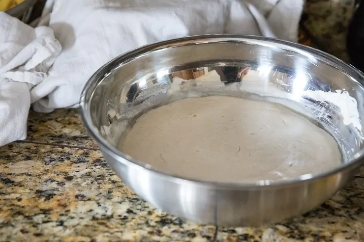 Sourdough waffle starter in a bowl
