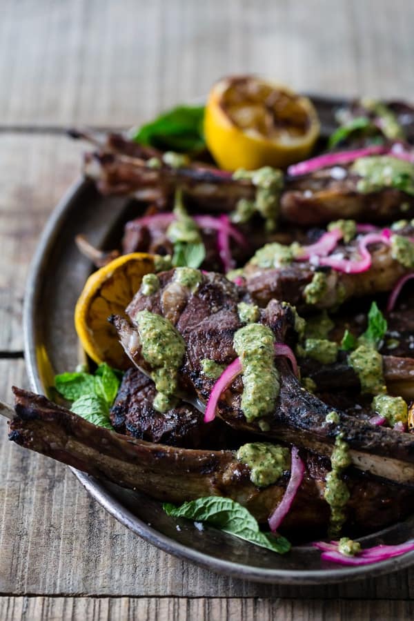 Grilled Lamb with Mint Pistachio Pesto