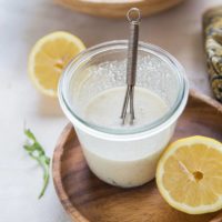 Jar of lemony Caesar Salad Dressing