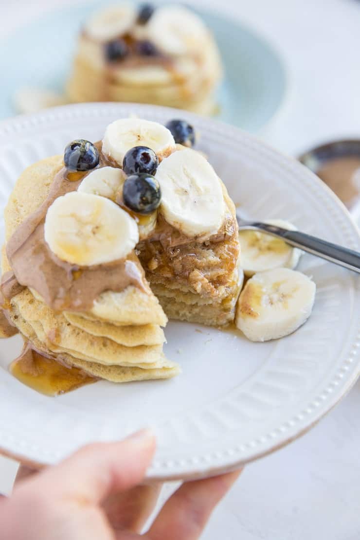 Gluten-Free Sourdough Pancakes made with no added flour - no waiting for the batter to sit overnight!