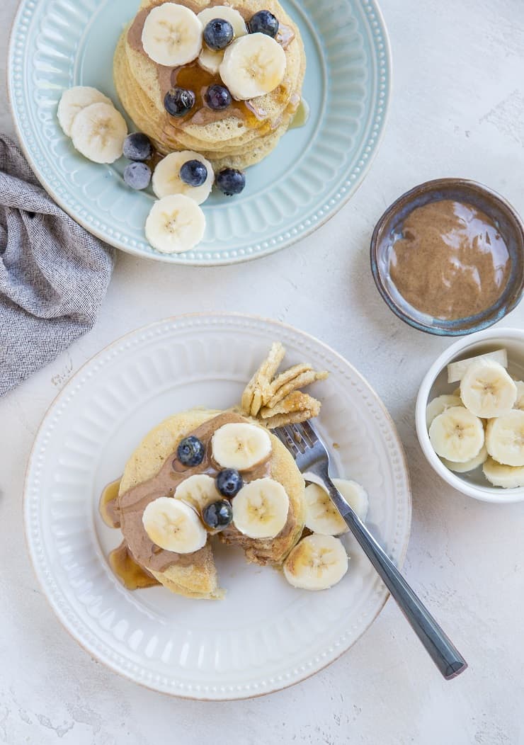 Gluten-free sourdough pancakes made with no additional flour! Using sourdough discard and a few basic ingredients, you can make the easiest pancakes that are low-carb and big on sourdough flavor. You won’t believe how moist, soft and flavorful these pancakes are!